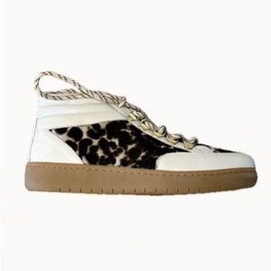 NEW Boden Real Leather Shoes Leopard Print (fur) Sneakers Size 39 Never Worn!